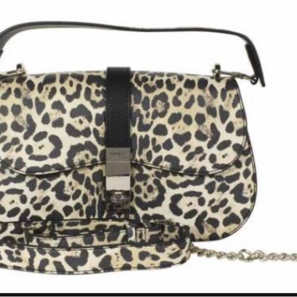 Guess Women's Asher Leopard Shoulder Handbag Includes Black Wallet
